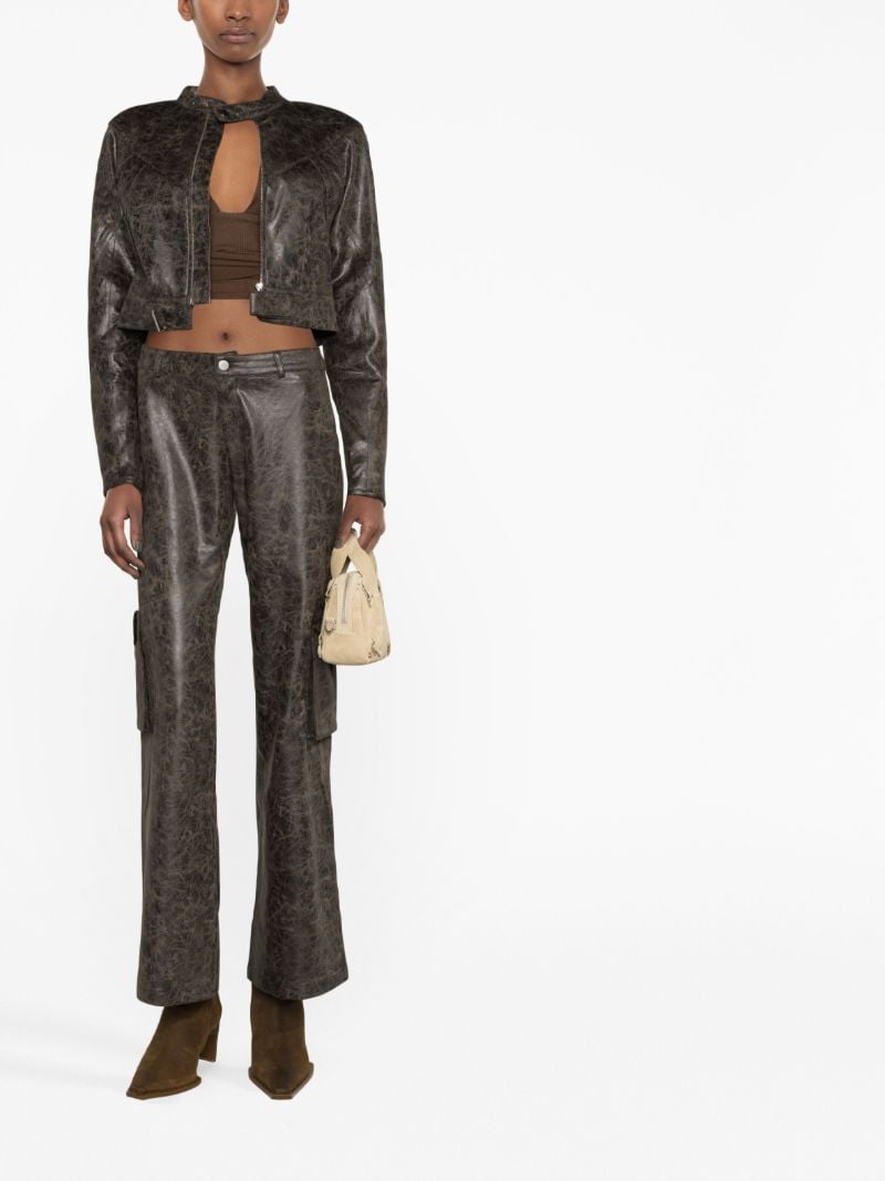 Brown Elias Varnish Print Cargo Trousers