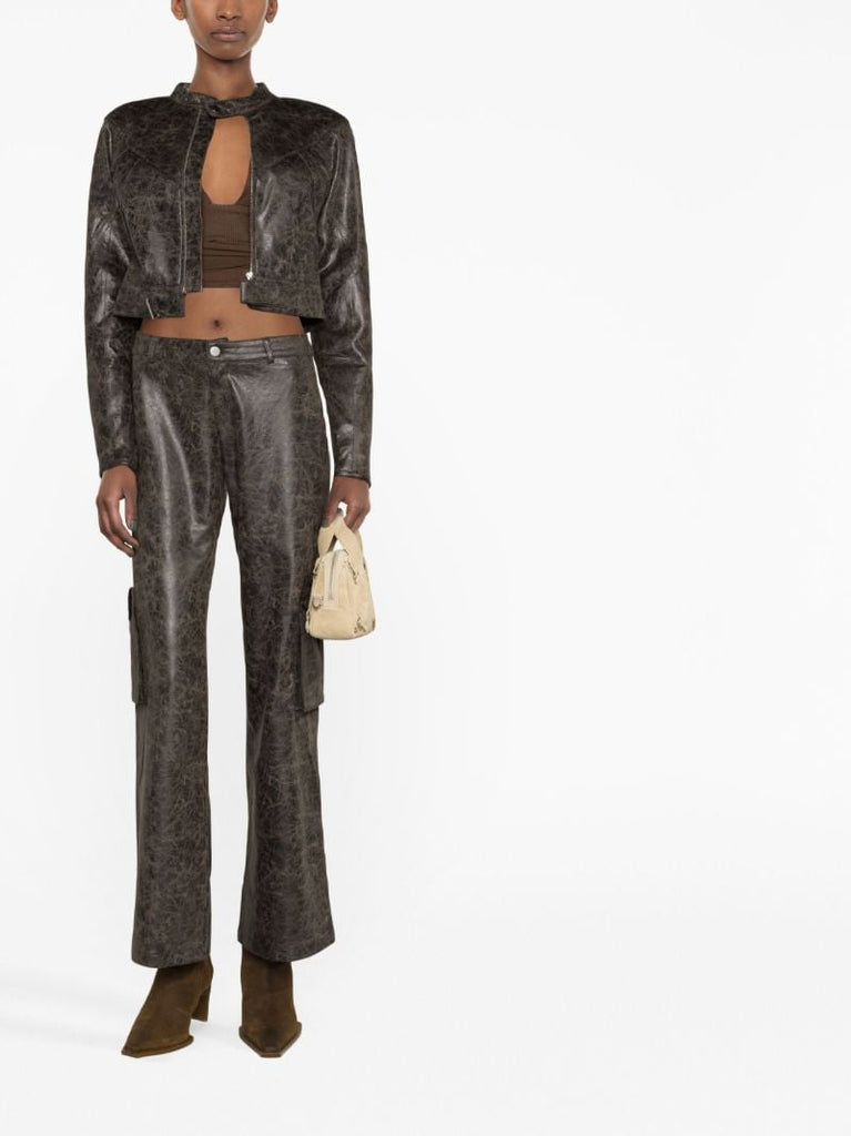 Brown Elias Varnish Print Cargo Trousers