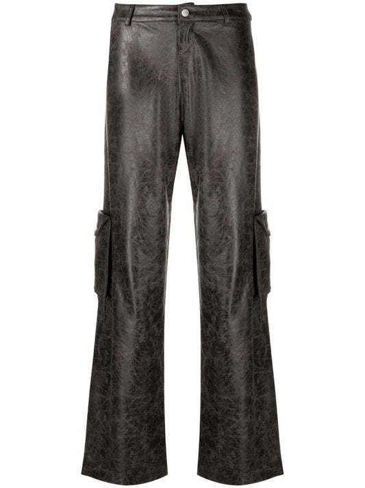 Brown Elias Varnish Print Cargo Trousers