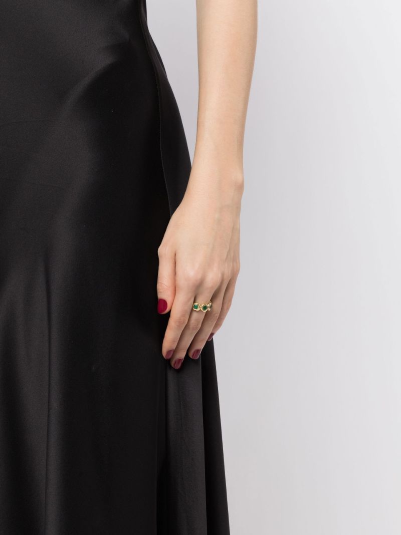 18k Yellow Gold Jumbo Nesting Gem Emerald Ring