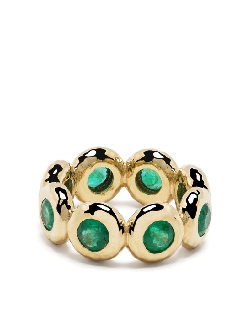 18k Yellow Gold Jumbo Nesting Gem Emerald Ring