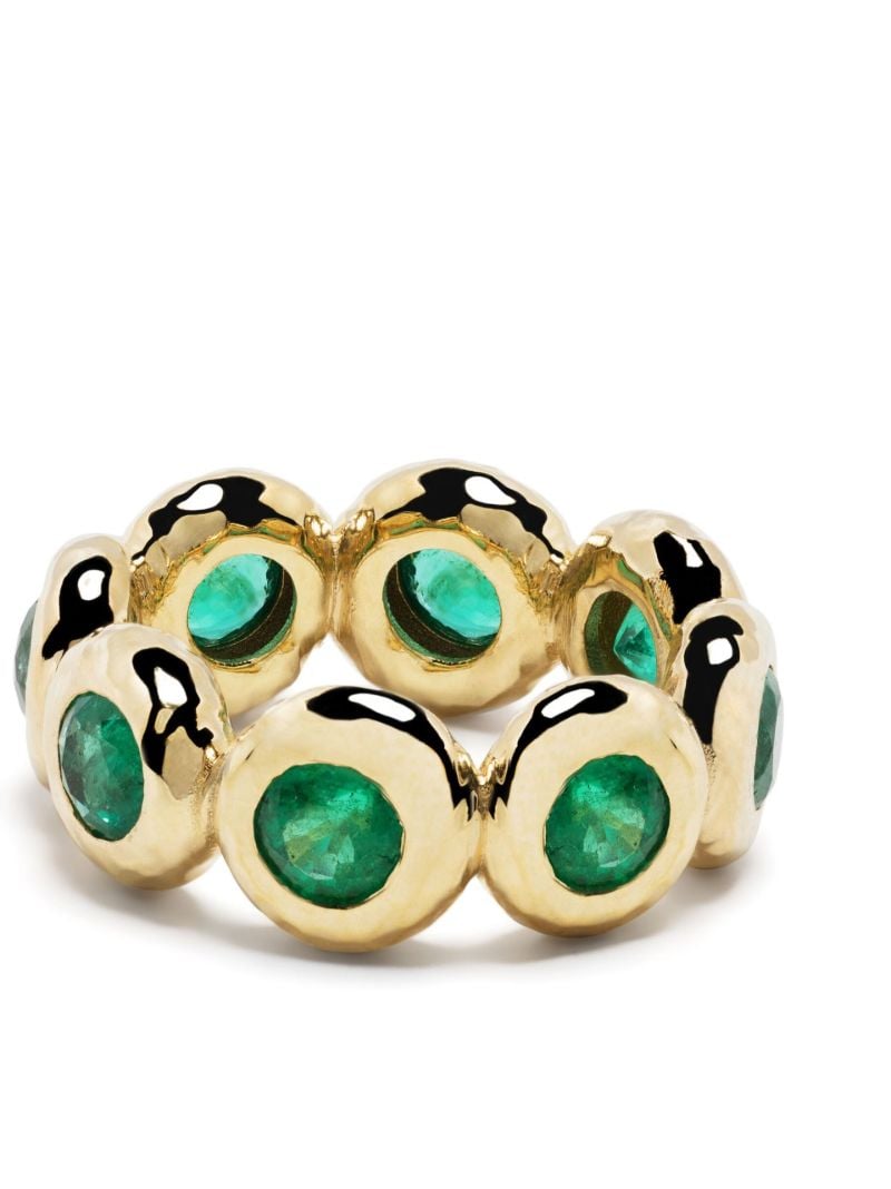 18k Yellow Gold Jumbo Nesting Gem Emerald Ring