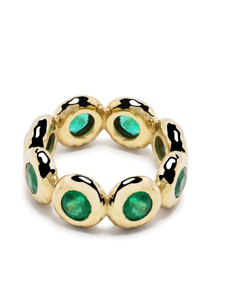 18k Yellow Gold Jumbo Nesting Gem Emerald Ring