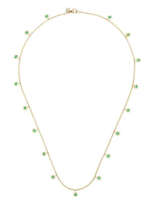 18k Yellow Gold Nesting Gem Emerald Necklace