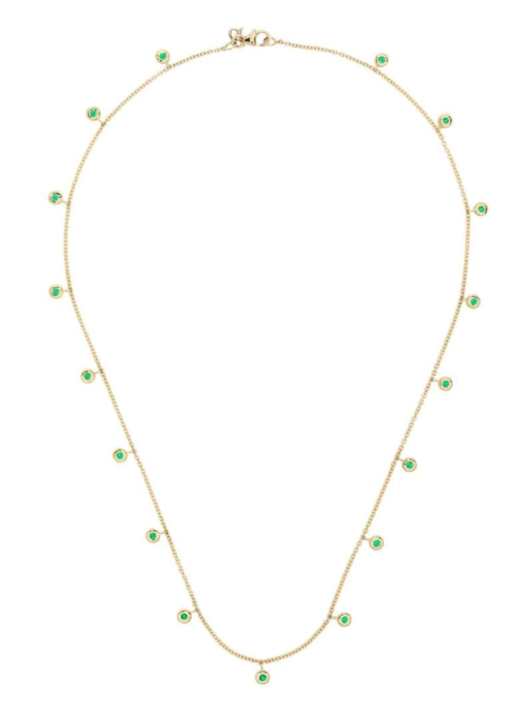 18k Yellow Gold Nesting Gem Emerald Necklace