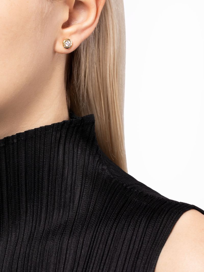 18k Yellow Gold Nesting Gem Diamond Stud Earrings