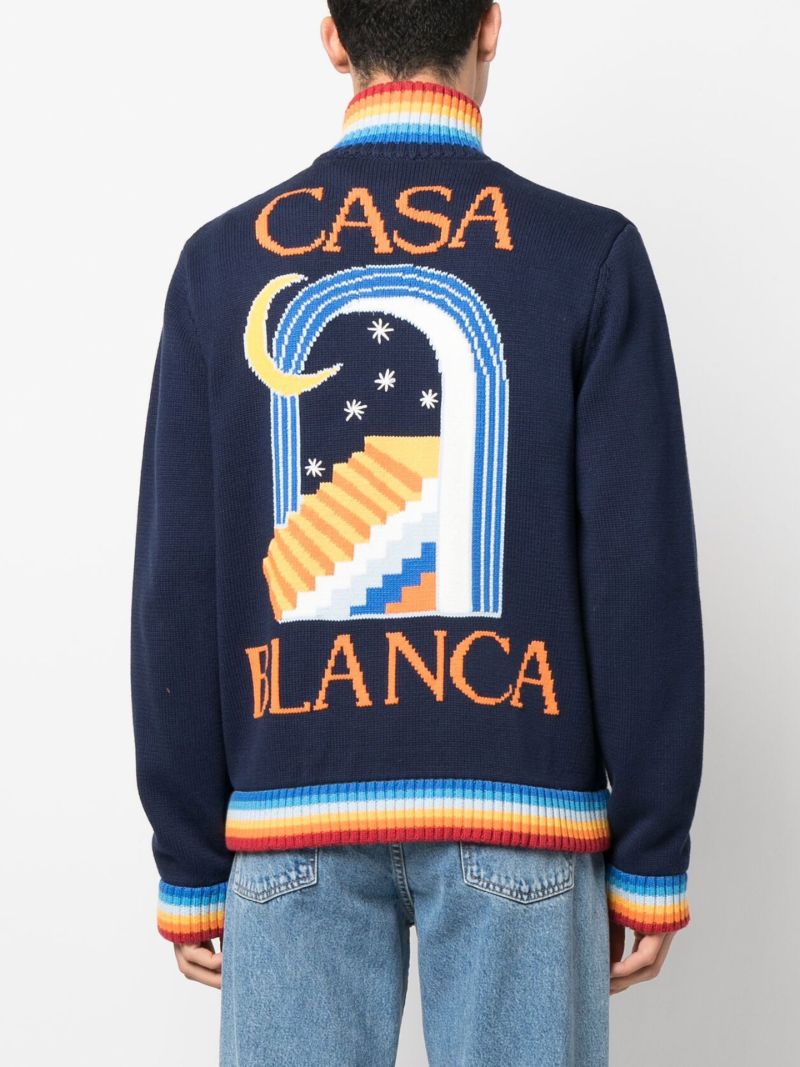 Navy Casa Club Zip-up Sweater