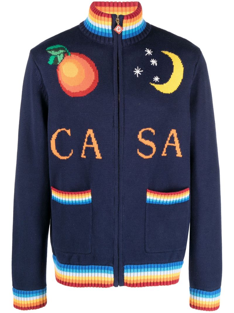 Navy Casa Club Zip-up Sweater