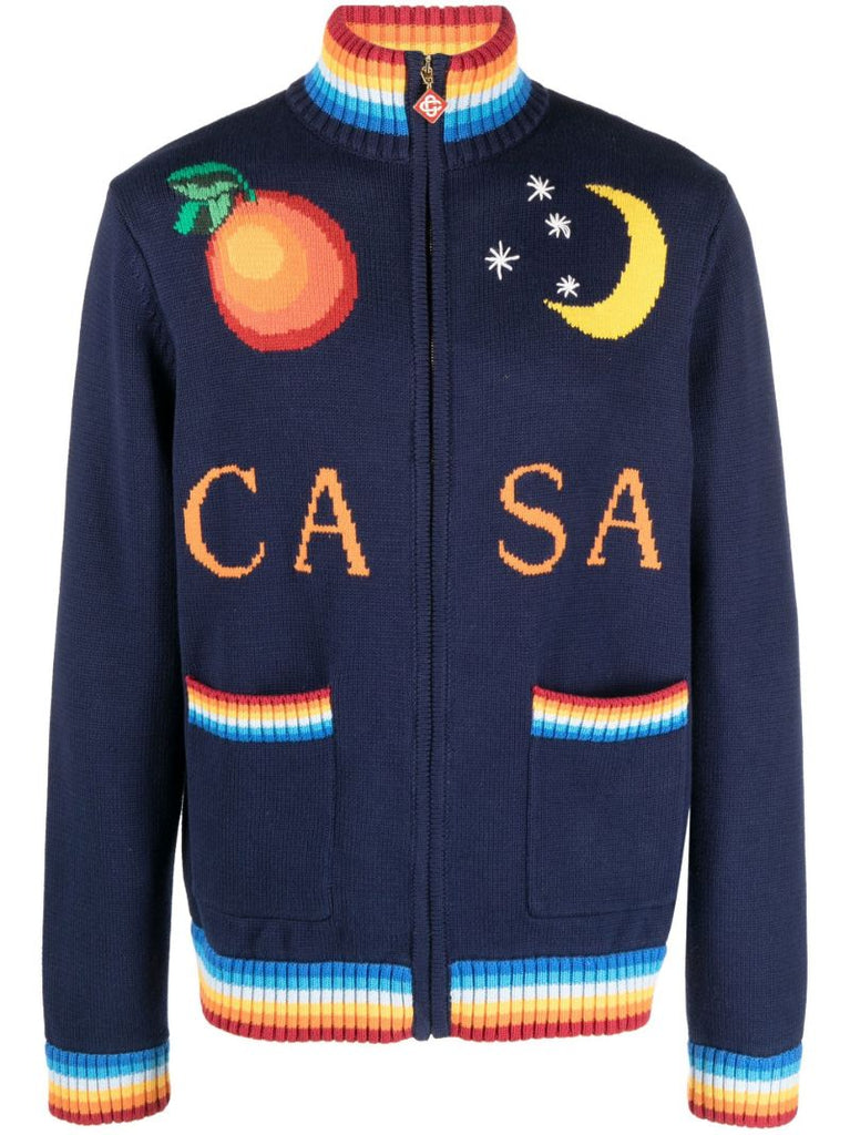 Navy Casa Club Zip-up Sweater