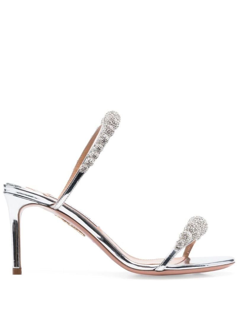 Silver Disco Dancer 75 Crystal Leather Mules
