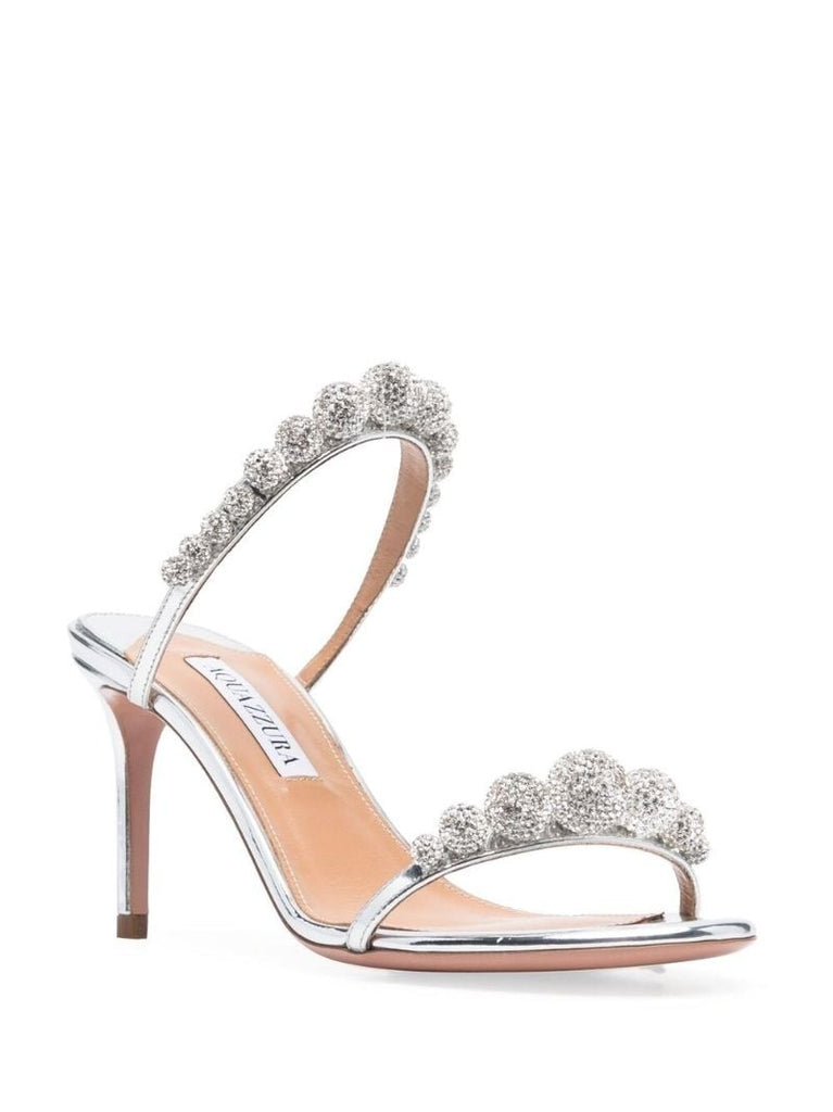 Silver Disco Dancer 75 Crystal Leather Mules