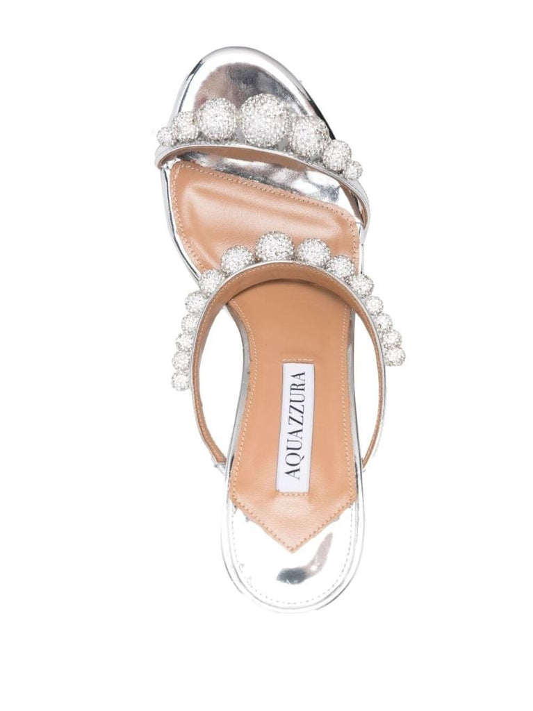 Silver Disco Dancer 75 Crystal Leather Mules