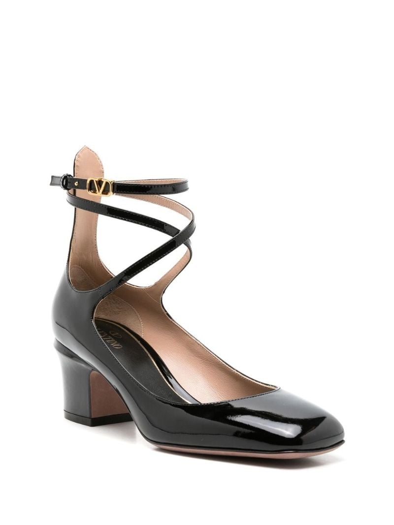 Black 70 Patent Square Toe Pumps