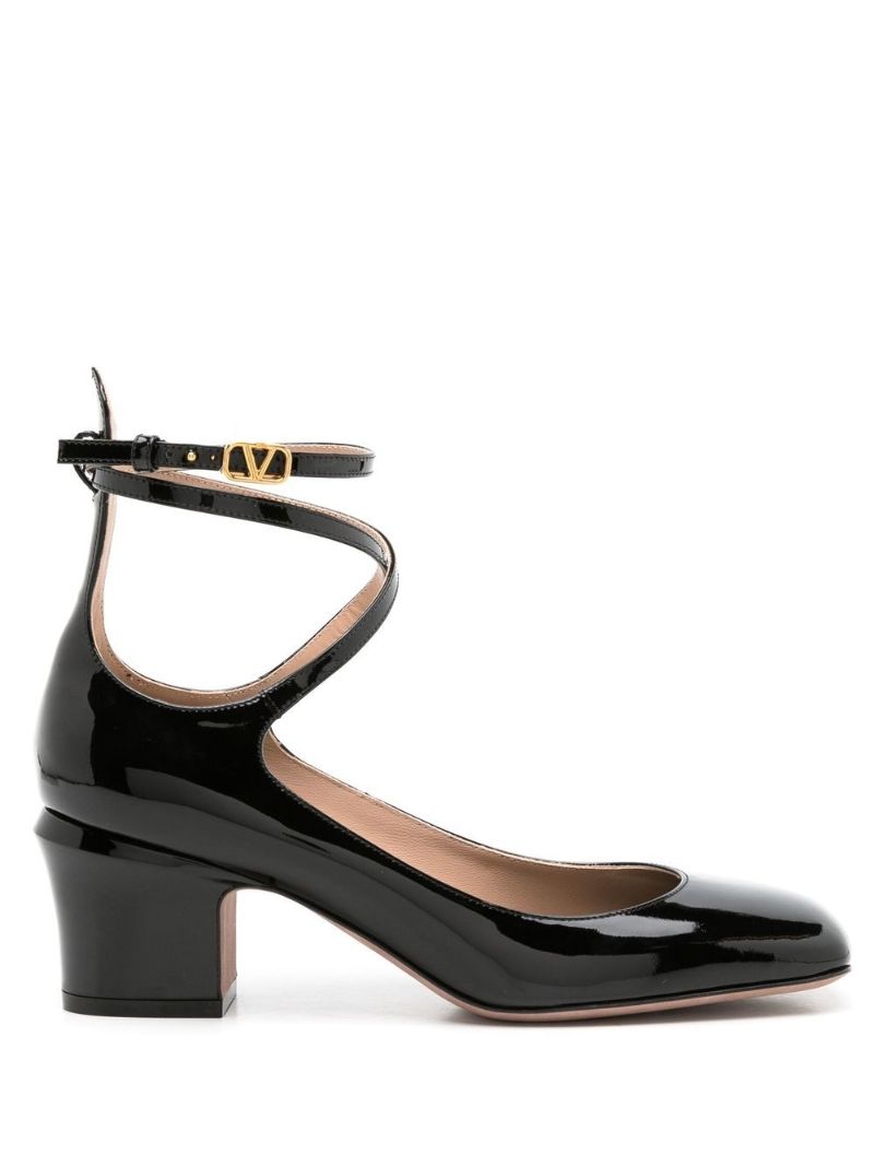 Black 70 Patent Square Toe Pumps