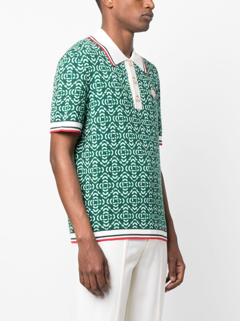 Green Jacquard Logo Polo Shirt