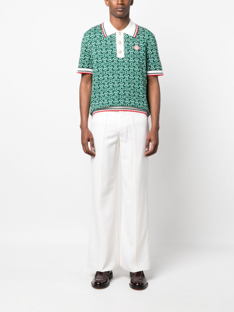 Green Jacquard Logo Polo Shirt