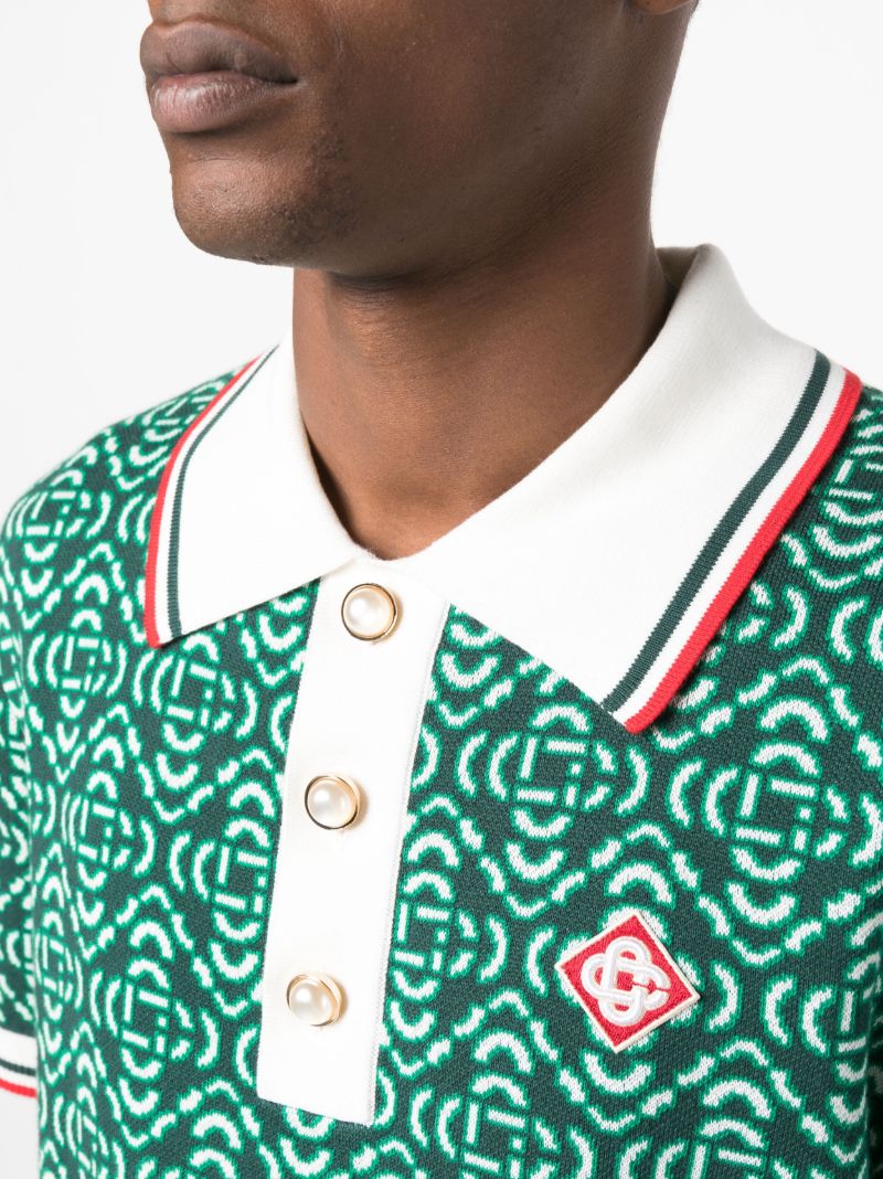 Green Jacquard Logo Polo Shirt