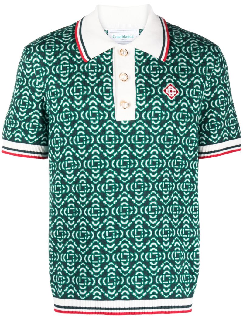 Green Jacquard Logo Polo Shirt