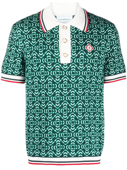 Green Jacquard Logo Polo Shirt