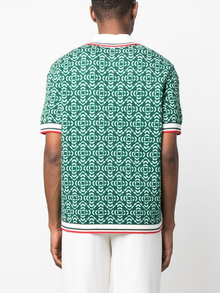 Green Jacquard Logo Polo Shirt