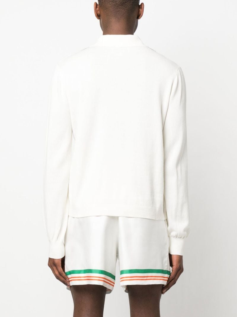White Logo Patch Ribbed Cardigan