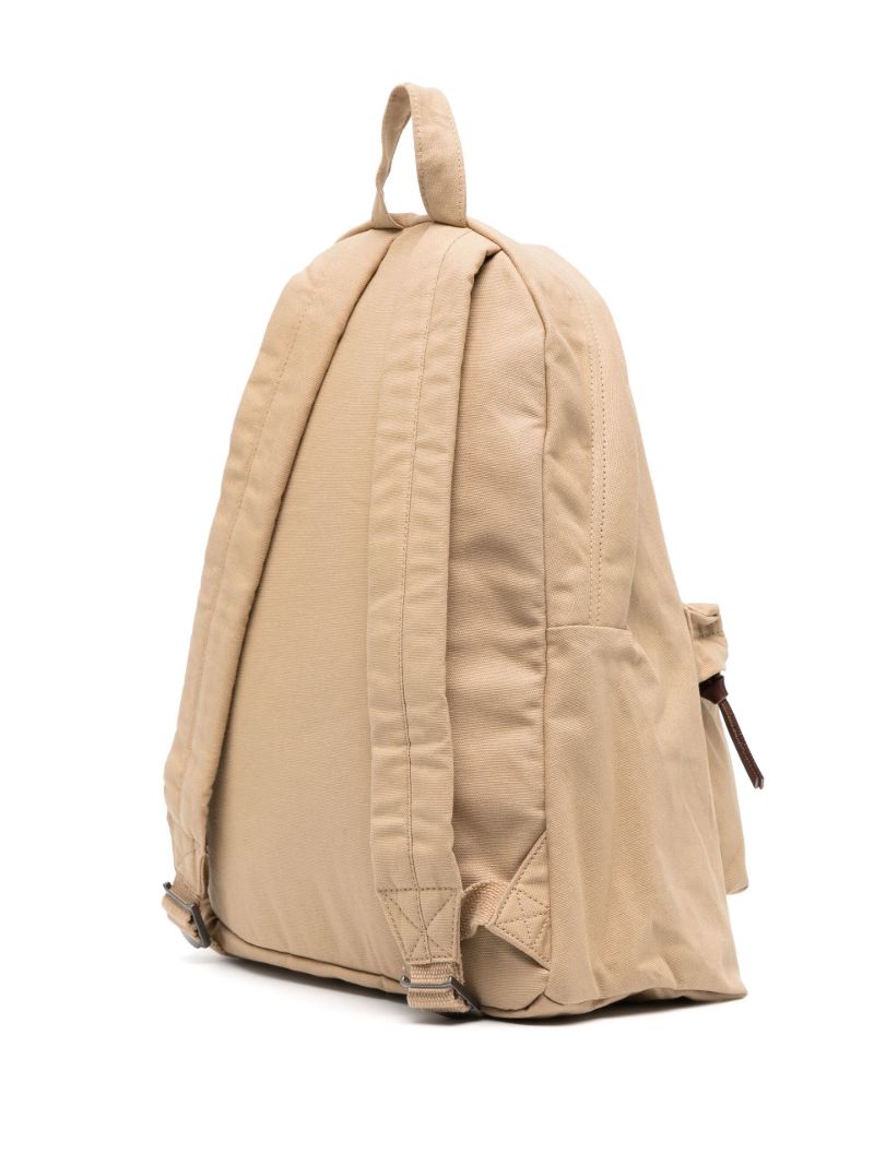 Brown Cotton Logo Embroidered Backpack