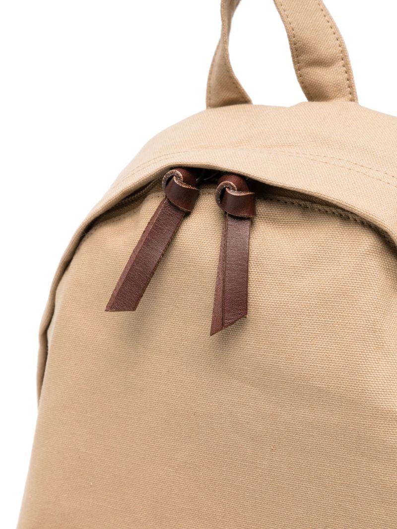 Brown Cotton Logo Embroidered Backpack