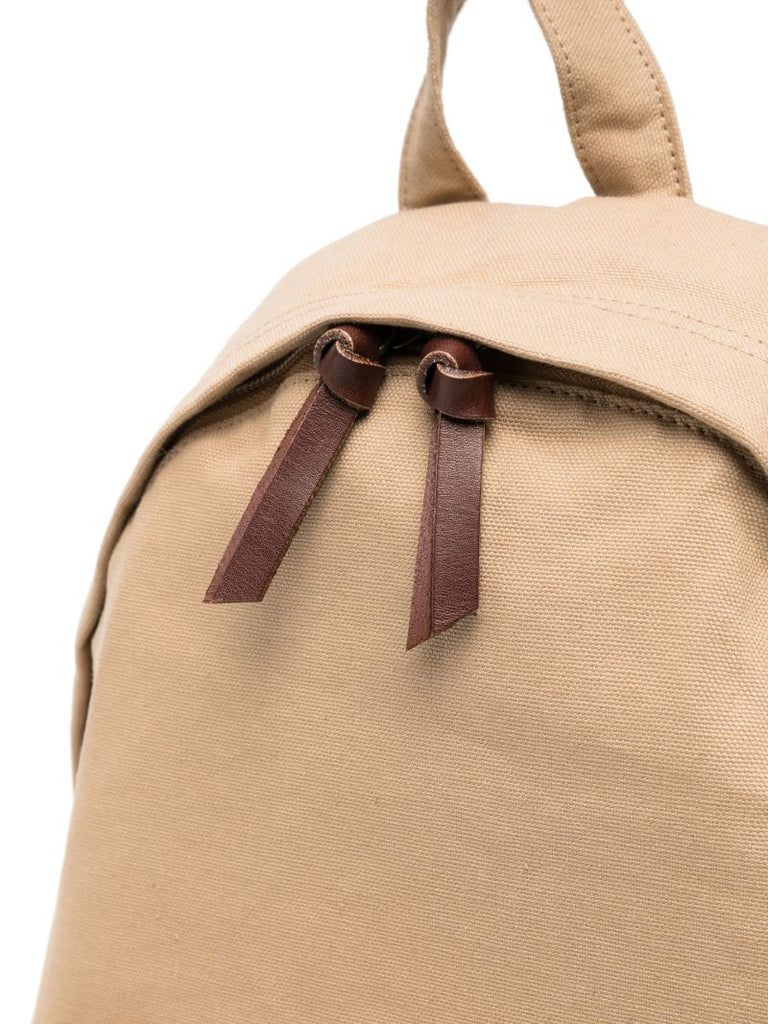 Brown Cotton Logo Embroidered Backpack