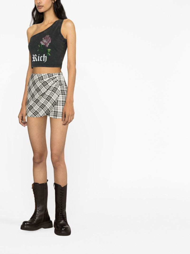 White Checked Wool Mini Skirt