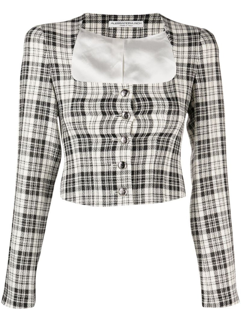 Black Square Neck Crop Jacket