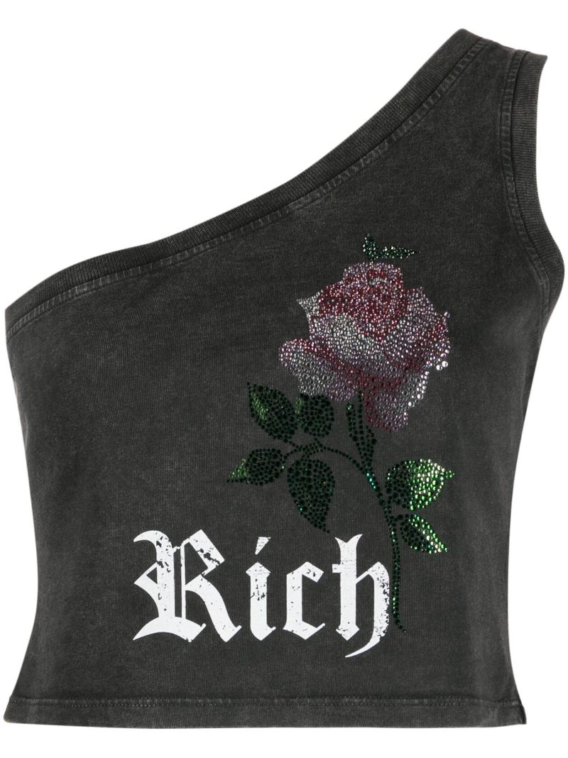 Grey One-shoulder Cotton Crop Top
