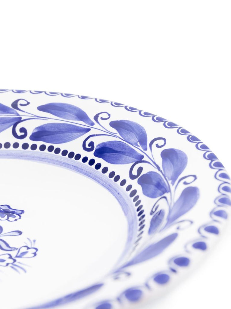 Blue Floral-print Soup Plate