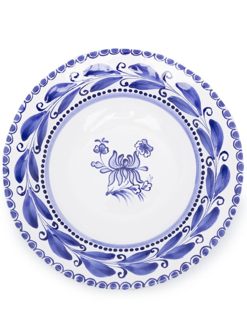 Blue Floral-print Soup Plate