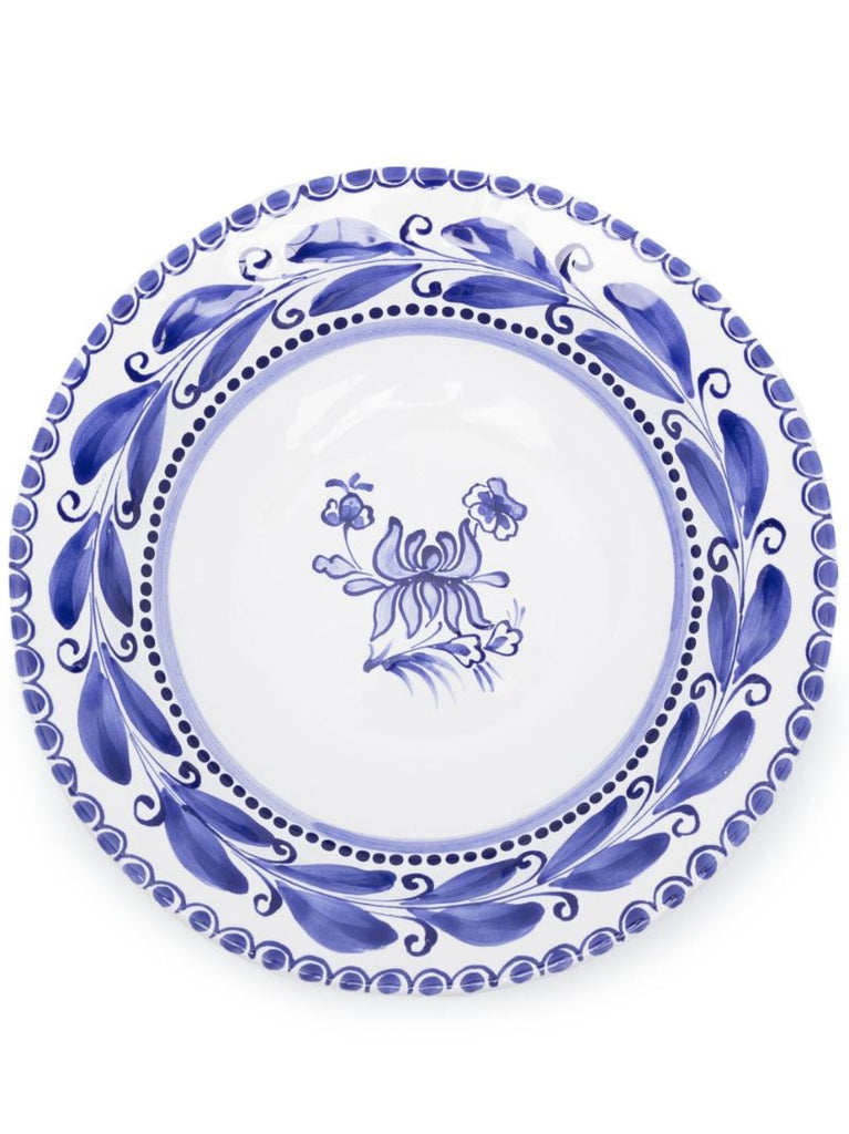 Blue Floral-print Soup Plate