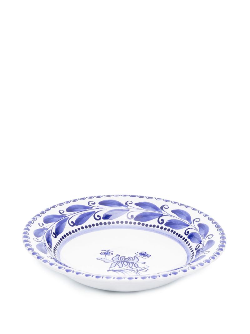 Blue Floral-print Soup Plate