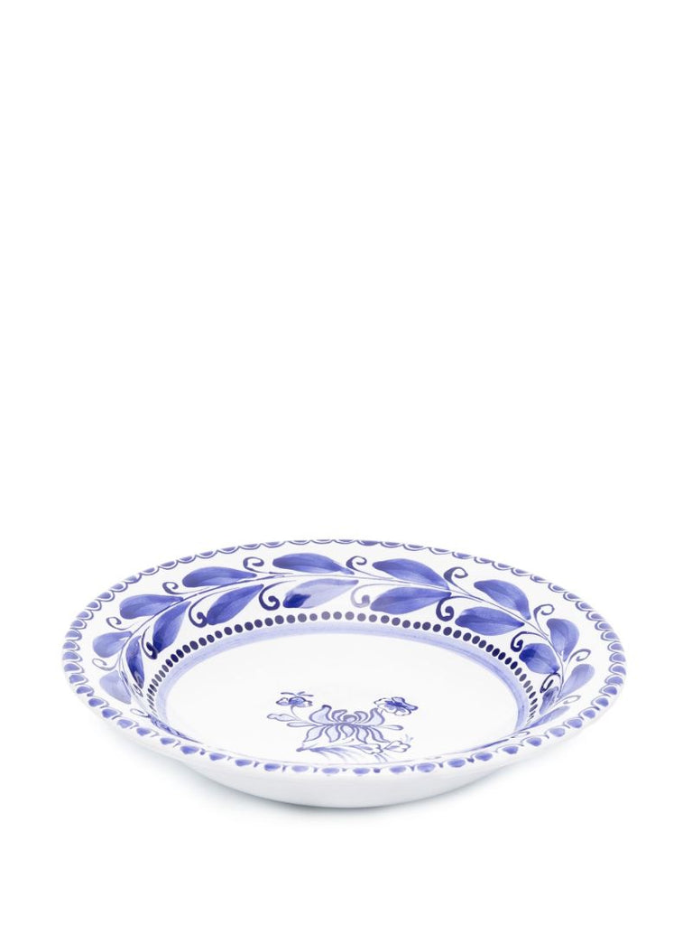 Blue Floral-print Soup Plate