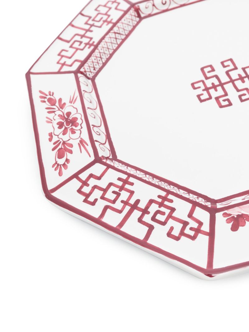 Red Giardino Hand-painted Dinner Plate