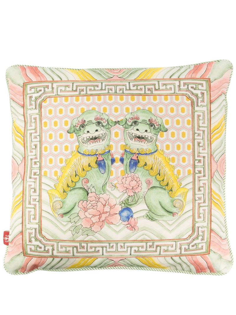 Multicolour Fu Lion Printed Cushion