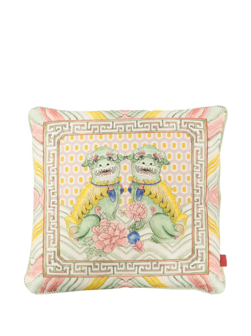 Multicolour Fu Lion Printed Cushion