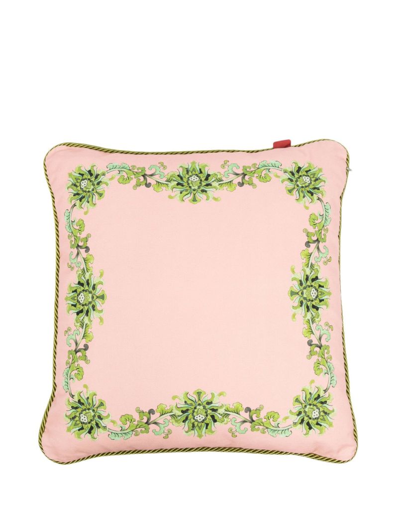 Pink Floral Embroidered Cushion