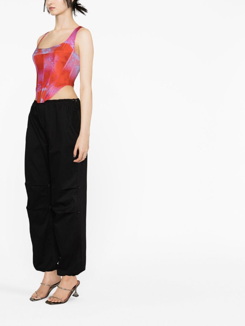 Red Campbell Floral Print Corset Top