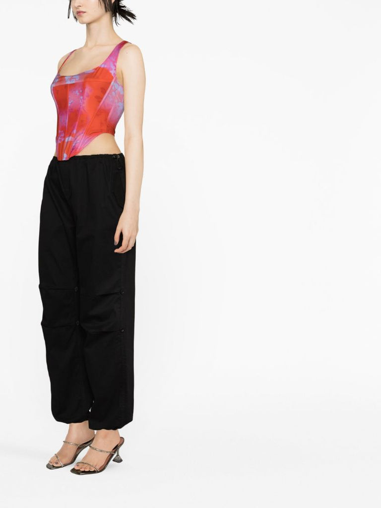 Red Campbell Floral Print Corset Top