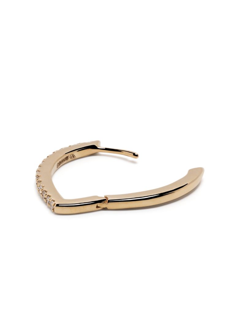 14k Yellow Gold Large Drop Diamond Single Hoop Earring
