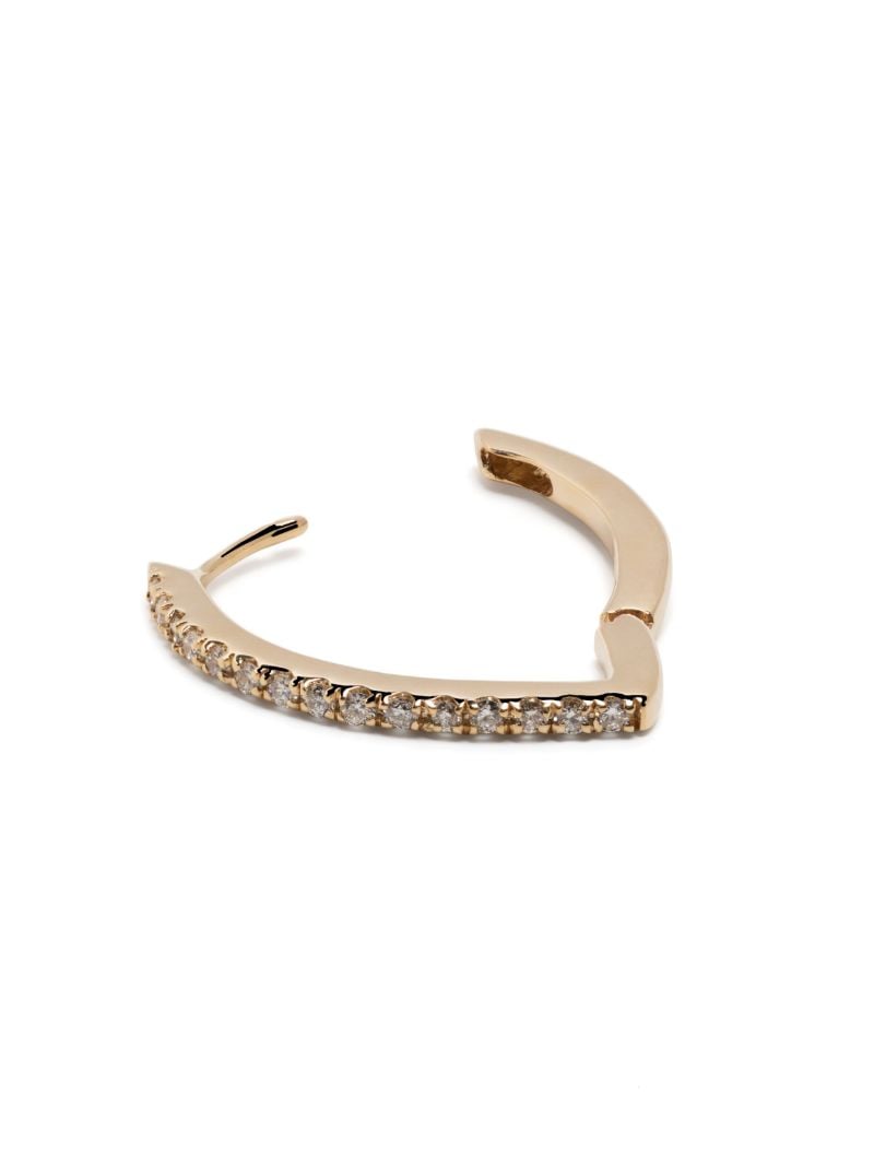 14k Yellow Gold Large Drop Diamond Single Hoop Earring