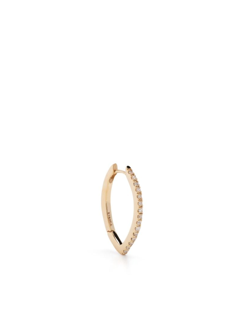 14k Yellow Gold Large Drop Diamond Single Hoop Earring