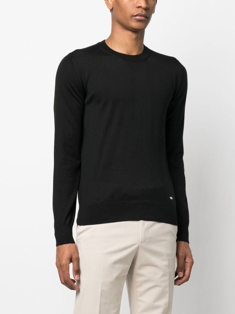 Black Crew Neck Knitted Jumper
