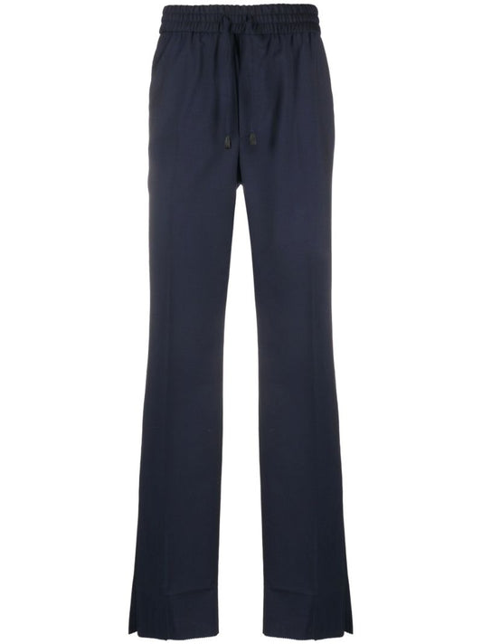 Blue Straight-leg Virgin-wool Trousers
