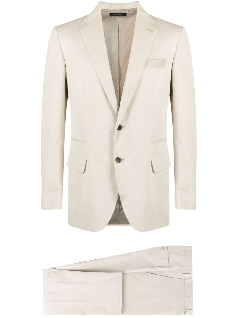 Beige Single Breasted Tailored Suit