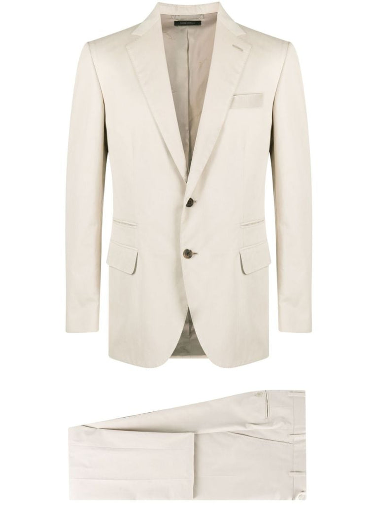 Beige Single Breasted Tailored Suit