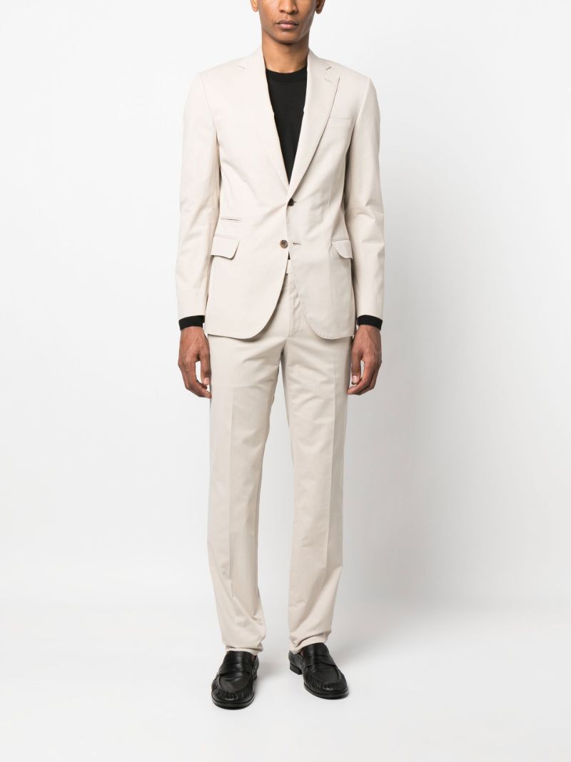 Beige Single Breasted Tailored Suit